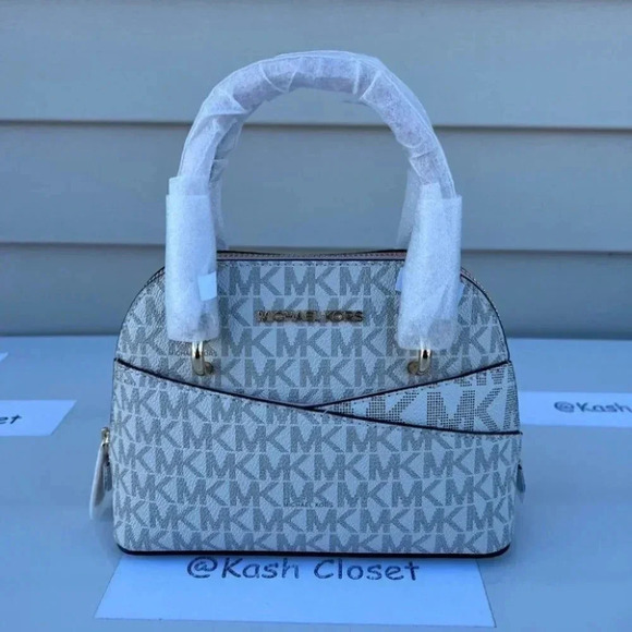 Michael Kors JST XS Dome Satchel Crossbody Leather Signature - Powder Blush - Picture 1 of 8